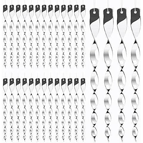 Hausse 30 Pack Bird Repellent Reflectors Scare Rods, Hanging Silver Plastic Rod Reflective Bird Deterrent Device, Glossy Finish Garden Decorative Scare Birds Away, Like Woodpeckers, Pigeons and Geese Cover