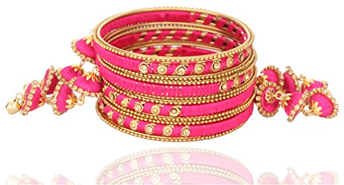 Image of NMII Get your traditions Valentine Gift for Girls & Women Silk Thread Bangle Set With Zircon For Womne & Girls