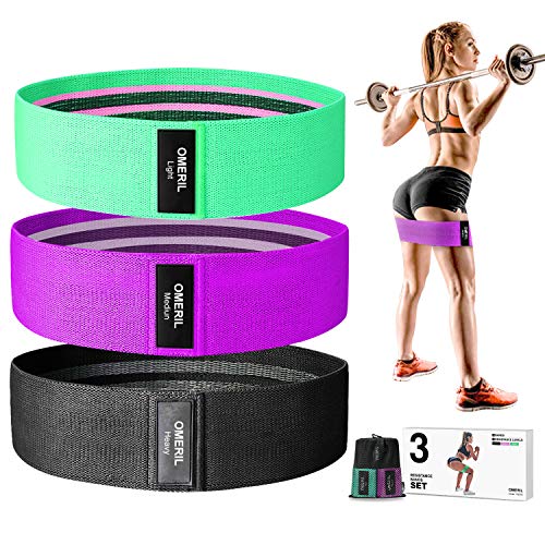 OMERIL Resistance Bands Set, 3 Packs Fabric Workout Bands with 3 Resistance Levels