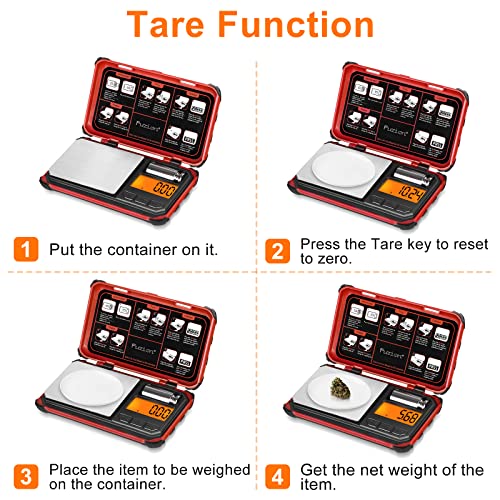Fuzion Tri Digital Grams Scale, 200G Pocket Scale, Gram Scale Pocket Size, 6 Units With 0.01G Readability, Scale For Coin, Jewelry, Coffee, Herb, Small Scale With Tare, Lcd (Red) #TOP3
