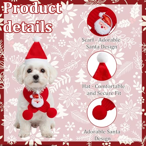 Set de sombrero y bufanda de Santa para perro grande miniatura 3