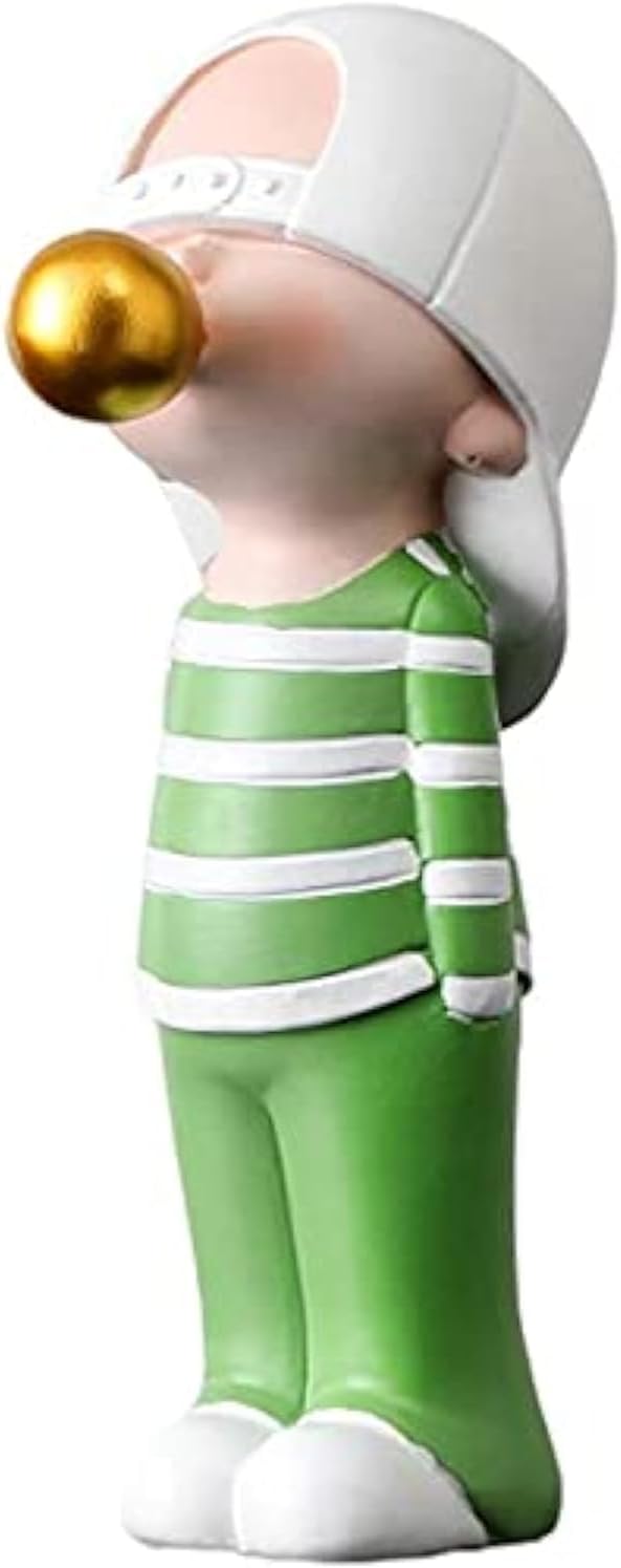 Desktop Figurine Resin Statue Cartoon Sculpture Abstract Crafts Art Ornament Desk Table Statue for Home Bedroom Living Room Garden Office - Boy B, Green