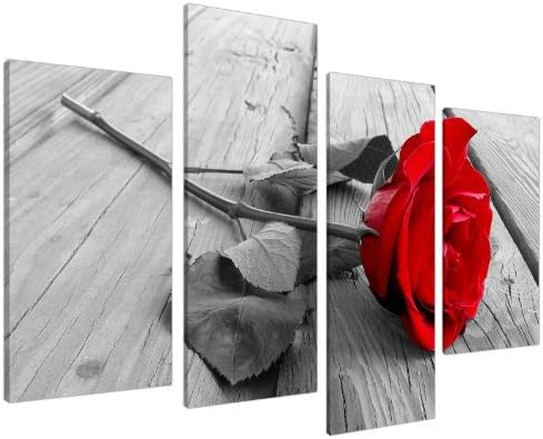 Wallfillers Red Rose Floral Canvas Wall Art Pictures Set 130cm Wide XL Prints 4005
