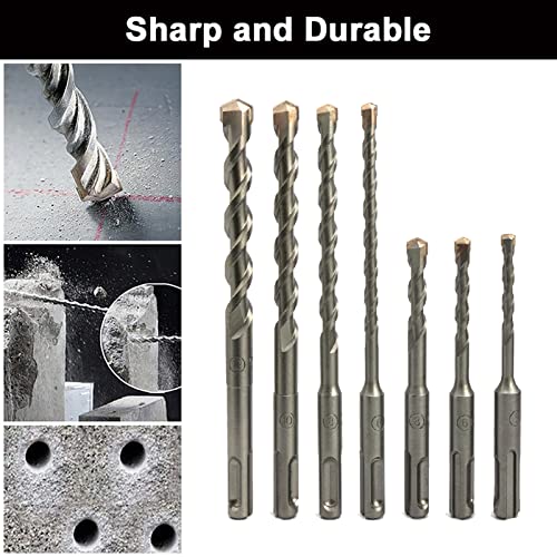 NORTOOLS SDS Drill Bit Set,SDS Plus Rotary Hammer Concrete Drill Set,7 PCS 2 Head-cutters Tungsten Carbide Tip with PGM Mark Power Tools for Masonry Concrete Granite - Image 3