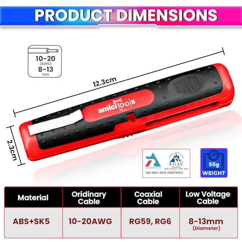 Image of amiciTools Electric Wire Stripper - Professional Wire Stripping Tool with Ergonomic Grip for Clean, Accurate Wire Stripping