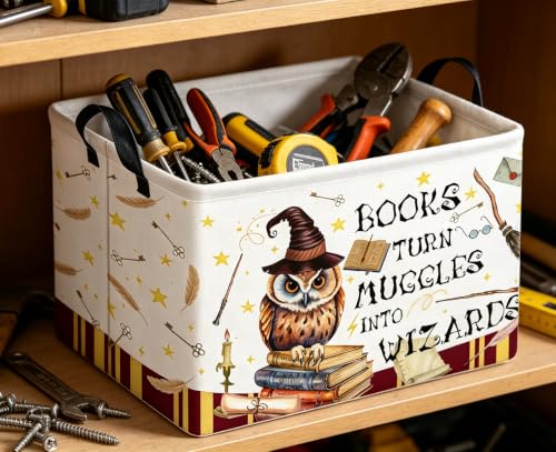 Image of Rectangle Storage Basket with Handles,Collapsible Storage Bin,Books Box,Gift Basket(Magic)