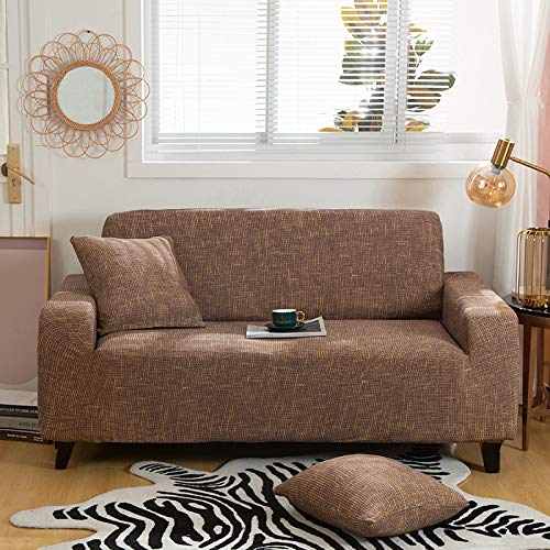 Styleys Universal Polyester Big Elasticity Flexible Stretch Triple Seater Sofa Cover (3 Seater, 180-230 cms, Brown Yellow Shaded, SLMH-2)