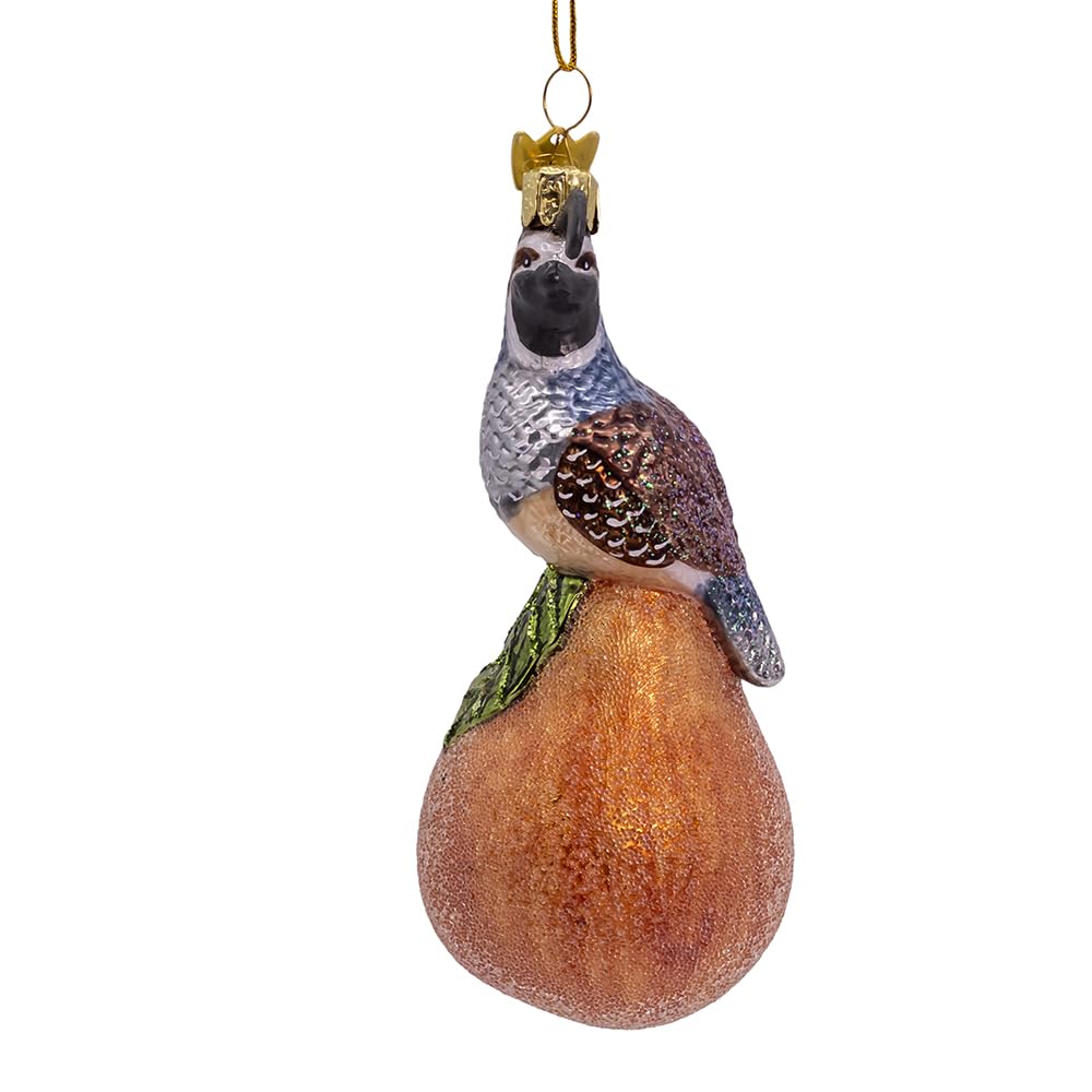 Kurt Adler 5-inch Noble Gems? Glass Partridge in a Pear Tree Ornament