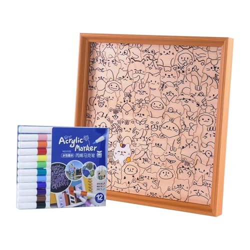 Puzzle De Chat À Colorier Bois avec Marqueurs, Jouets Éducatifs À Colorier Amusants Garçons Et Filles, Créez Votre Propre Puzzle Chat en Bois pour La Maison, Salle Classe, Décoration Préscolaire