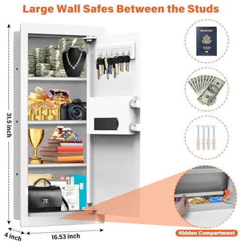 Image of 31.5 inch Tall Fireproof Wall Safe Between Studs 16 inch Centers | Hidden Wall Safe