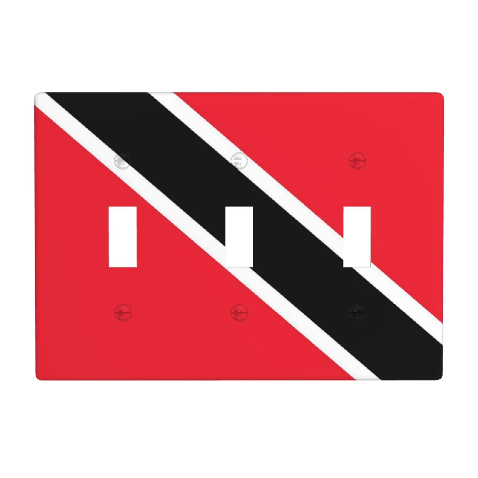 Cntdbu White Flag Of Trinidad And Tobago 3 Gang Switch Plate Cover-Unbreakable Polycarbonate Wall Plate, Heat Resistant Toggle Switch Decor For Home