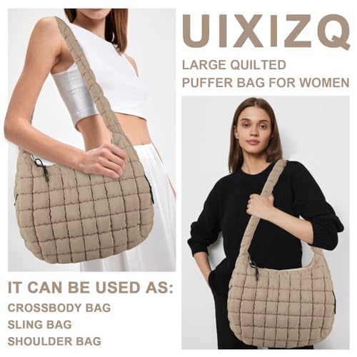 Image of Quilted Puffer Tote Bag Purse Puffy Crossbody Shoulder Bag,Lightweight Nylon Hobo Bag Puffer Carryall Bag for Women Girl
