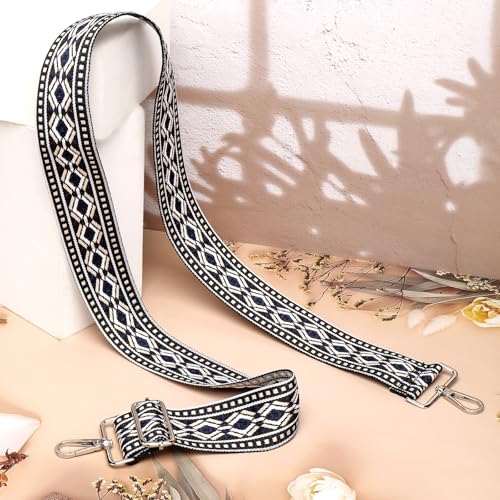 Image of Flower Purse Strap Replacement Embroidery Crossbody Shoulder Strap for Handbag Canvas Purse Extender Accessories