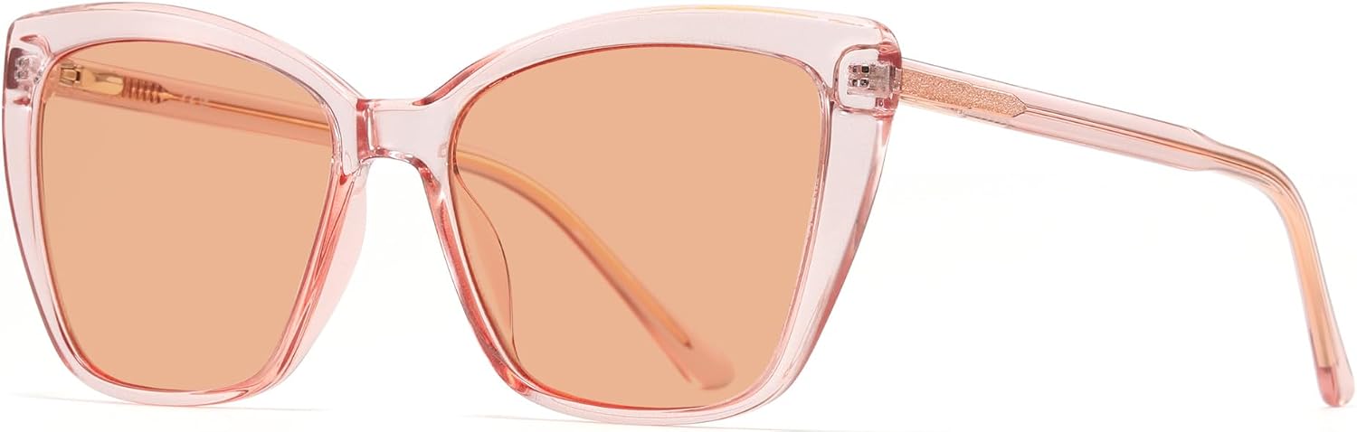 Rose Tinted Cat Eye Fluorescent-41 Migraine Glasses for Light Sensitivity and Photophobia,Indoor/Outdoor LED Eyewear