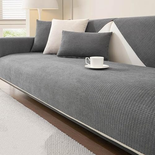Housse canapé 1 pièce extensible velours avec couvre coussin salon - 2