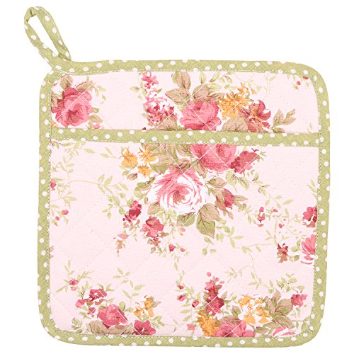 Neoviva Quilted Pot Holder Set Of 2 For Daily Kitchen, Heat Resistant Hanging Pot Holder With Pocket For Easy Grip, Floral Quartz Pink #TOP2