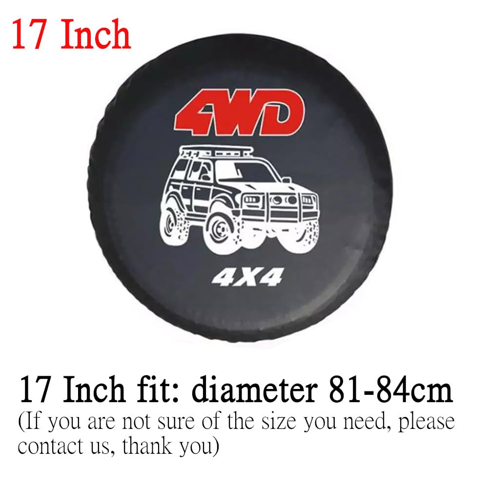 Reifen Aufbewahrung 14" 15" 16" 17" Zoll 4WD 4x4 PVC Leder Ersatzrad Reifenhülle Tasche Tasche Schutz Autoreifen(17inch)