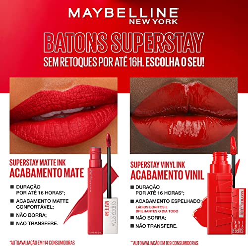 Image of Maybelline Super Stay Matte Ink Liquid Lipstick Makeup, Long Lasting High Impact Color, Up to 16H Wear, Founder, Cranberry Red, 1 Count, Packaging May Vary