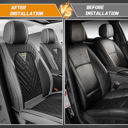 Image of for Toyota RAV4 Seat Covers 2008-2026, Waterproof Car Seat Covers | Nappa Leather Seat Covers for RAV4 Front Set, Airbag Compatible, Full Coverage Seat Protectors, Easy Install(Gray /Black)