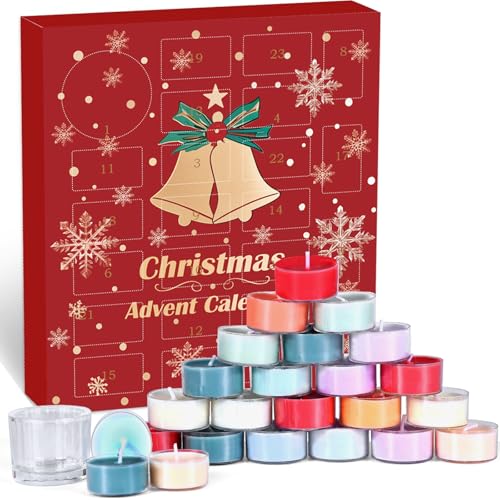 Calendario de Adviento con velas perfumadas 2025 con 24 velas perfumadas diferentes, regalos de calendario de Navidad para mamá, hermana, novia.