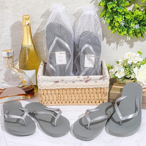 Image of Unittype Flip Flops Bulk for Wedding Guest Slippers Wedding Flip Flops with Cards Bags for Pool Beach Party