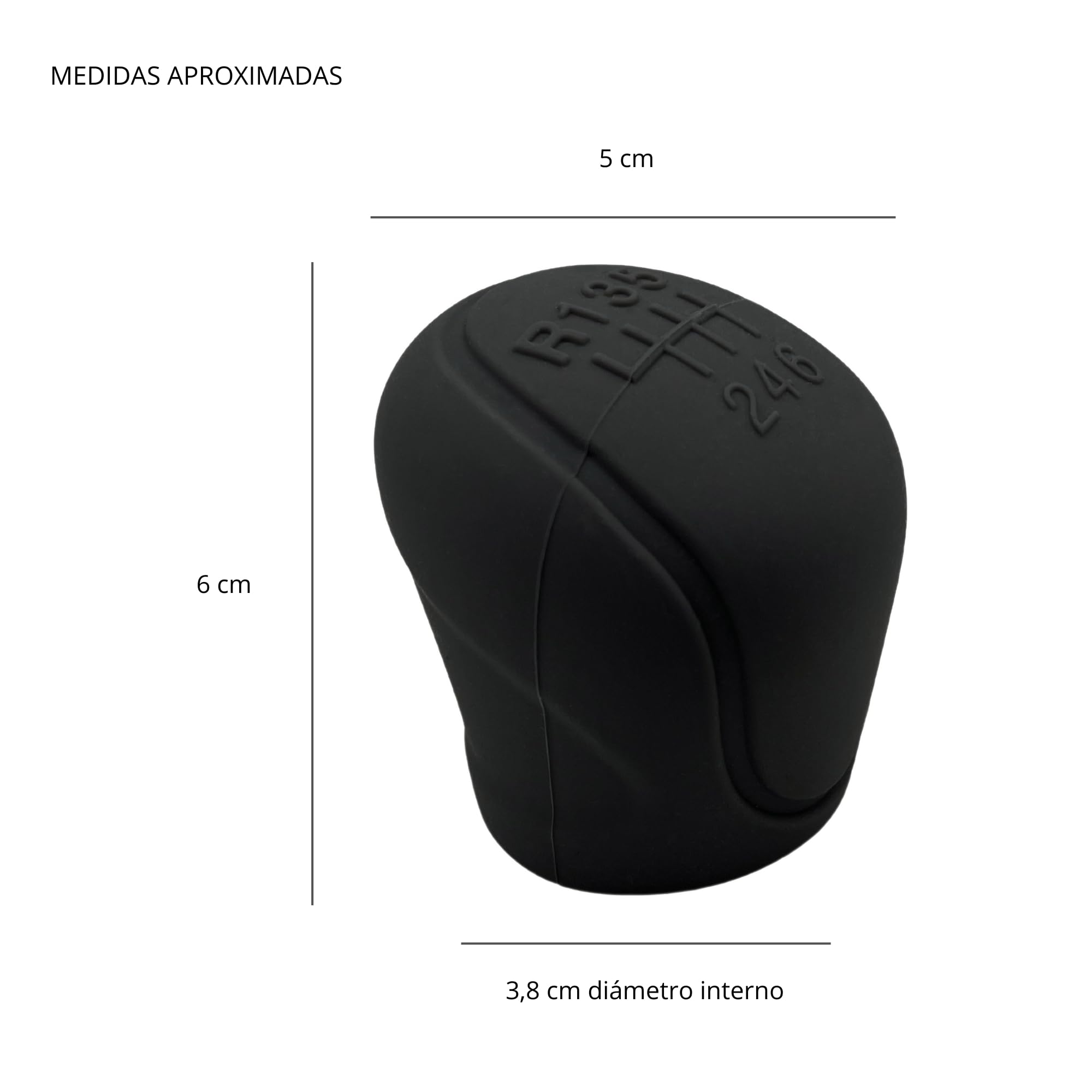 Funda Pomo Cambios Marcha Coche Antideslizante Negro, Cubierta de Perilla de palanca de Marchas, protector de pomo adherente, Funda palanca de cambios, Silicona, Universal, Negro, 6 Marchas - imagen 5
