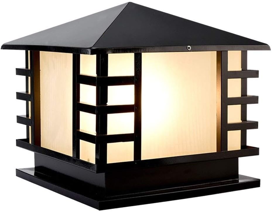 Traditional Victorian Square Column Light Lantern - Durable Stainless Steel Glass Outdoor Waterproof E27 Pillar Post Lamps - Courtyard Patio Porch Gate Landscape Street Lighting Fixture