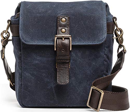 ONA The Bond Street Leather/Waxed Canvas Camera Messenger Bag, Oxford Blue