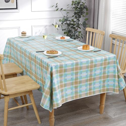 Image of Walrus Heavy Duty Vinyl Tablecloth with Flannel Backing Waterproof Oil-Proof Plastic Table Cloth Stain-Resistant Wipeable Table Cover for Indoor and Outdoor (Multicolored Checkered,60x84 Inch)
