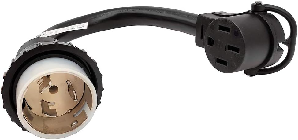 Parkworld 886399 Shore Power 50A to RV & EV Power Adapter Cord NEMA SS2-50P/CS6365 to 14-50R 1.5FT (Black)