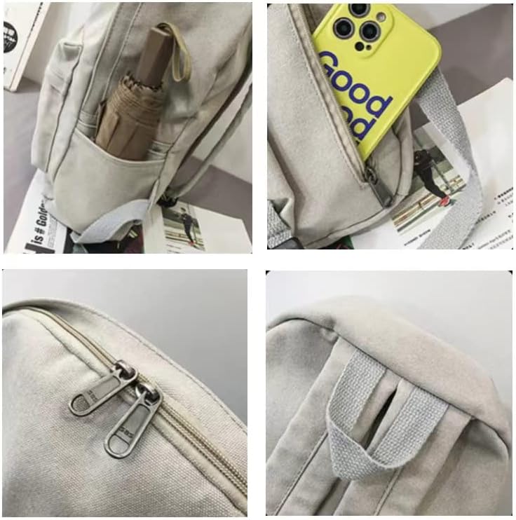 Canvas Backpack for Women Men Vintage Aesthetic Bags Travel Daypack Boho Hippie Grunge Backpack (Sage Green) - Image 5