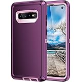 Mieziba for Galaxy S10 Case,Heavy Duty Shockproof Dust/Drop Poof 3 Layers Full Bady Protection Rugged Durable Cover Case for Galaxy S10,Purple/Pink