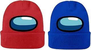 Beanie Among Us Impostor Game Beanie Knit Hat Stretchy Cap for Adult Kids Stretchy Slouchy Cuff Skull Cap