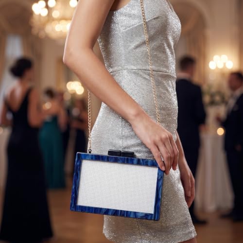 Image of RomanticDesign Women Acrylic Handbag Rattan Woven Pattern Square Box Crossbody Handbag Shoulder Bag Chain Purse