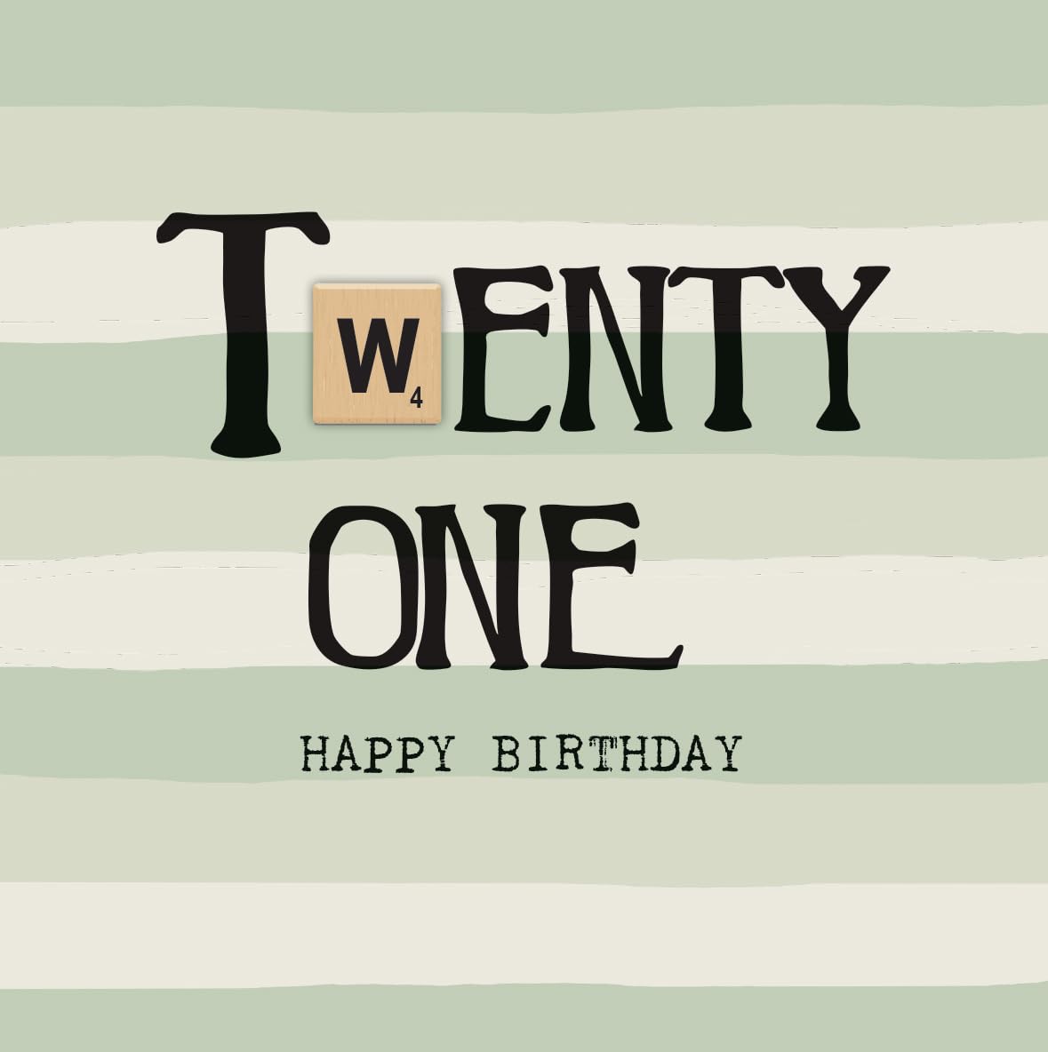 Bexy Boo 21st Birthday Card with Wooden Scrabble Tile Attachment, Milestone Greeting Card, Standard Size, Decorative, for Him or Her