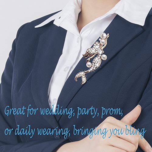 Bobauna Mermaid Pearl Rhinestone Brooch Pins Natural Wedding Party Jewelry Clothes Accessorie For Women Girls (Mermaid Pearl Brooch) #TOP6