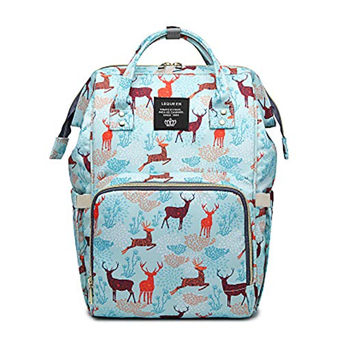 Image of Starte Baby Diaper Backpack - Multi-Function Nappy Bags, Waterproof Travel Backpack for Mom & Dad, Large Capacity (Deer, Blue)