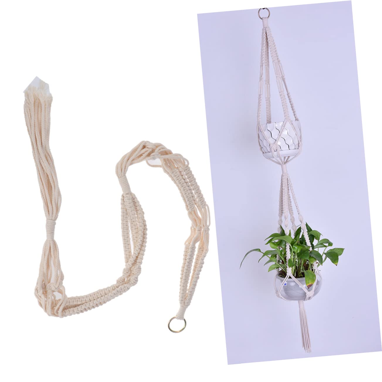 INOOMP 2 Eleganti Ganci Per Piante in Cotone Macramè Decorazione Da Parete Per La Casa Per Esterni Ganci Per Soffitti E Vasi.
