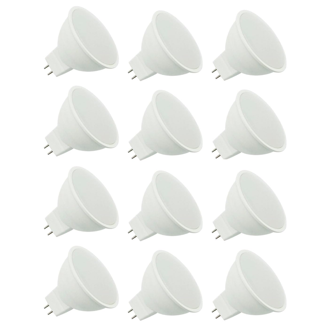 Acan Tradineur - Confezione da 12 lampadine LED piatte GU5.3, 5 W equivalenti a 45 W, 493 lumen, 6500 K, luce bianca fredda, efficienza energetica G, 20000 ore - 5 x 5 cm