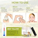 Soin de suif de boeuf – Crème visage de suif bio de boeuf gras avec miel, cire d'abeille & Huiles d'agrumes – Hydratant visage de suif et de baume de miel, fouetté à la main pour une peau douce, hydratée et calme
