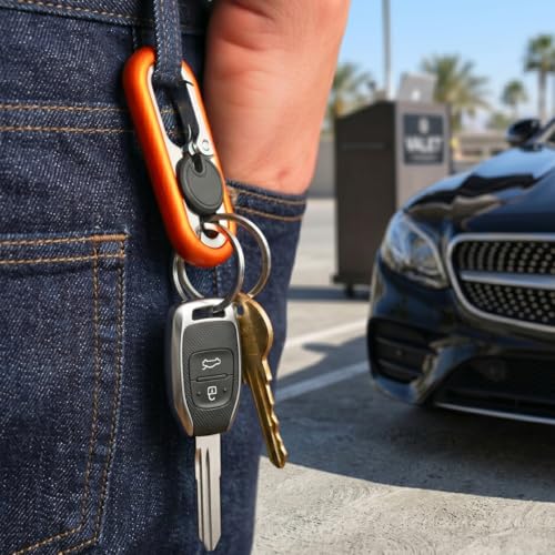 Image of THE MEN THING - Stylish Multicolor Stainless Steel Keychain for Men & Boys (BLAZE CLIP BLACK - Orange)