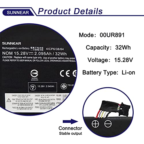 Image of 00UR891 SB10L84122 Battery Replacement for Lenovo ThinkPad T570 T580 P51S P52S ytpe 20H9 20HA 20JX 20JW 20L9 20LA Series internal battery 00UR890 01AV493 00UR892 SB10L84123 SB10L84121 32Wh 2095mAh
