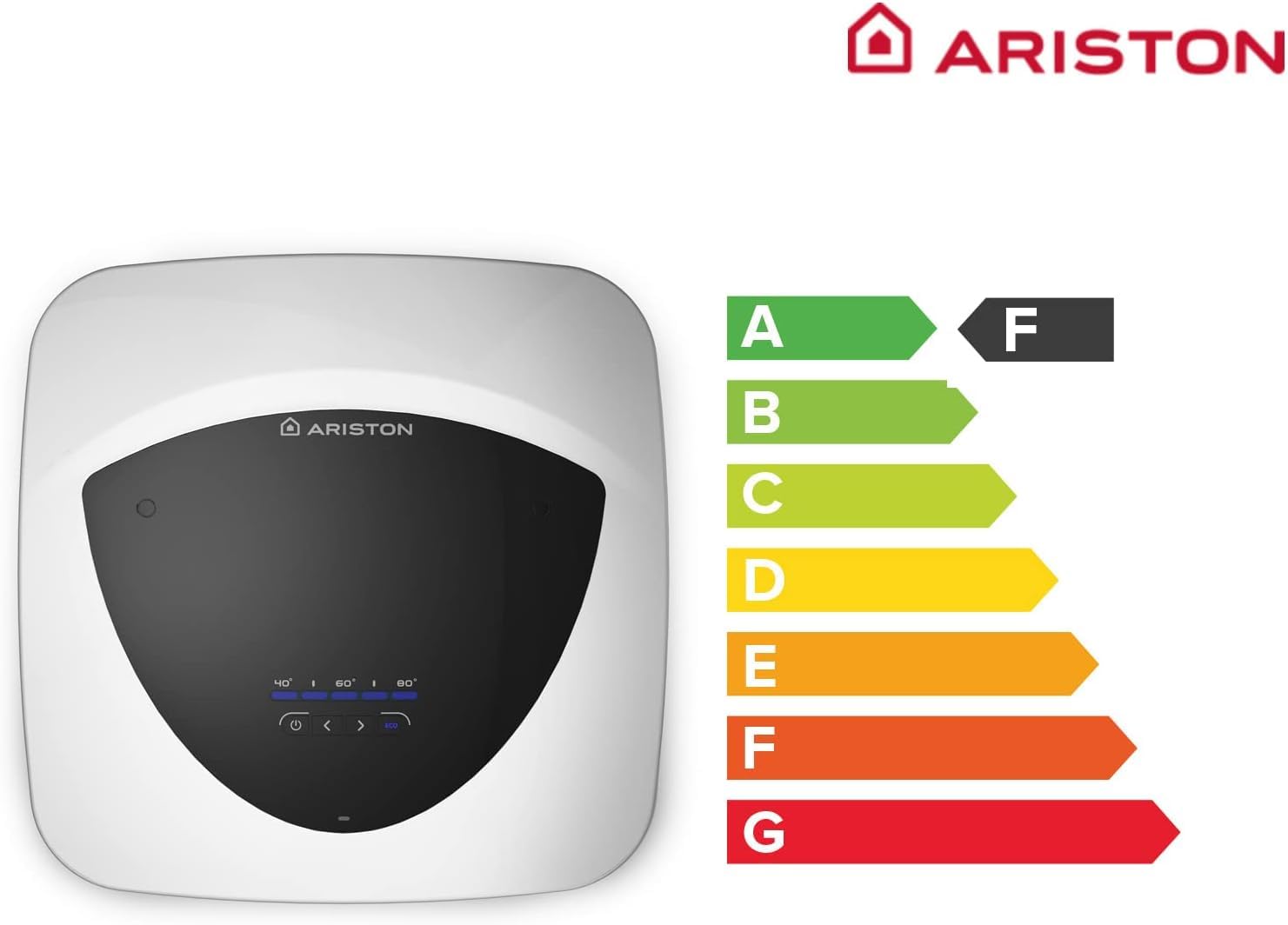 Ariston Andris Lux Eco - Termo Eléctrico 30 Litros Potente, Calentador de Agua Eléctrico Vertical Tamaño Reducido 49x46x60 cm, Calentadores Fabricados para Instalación en España