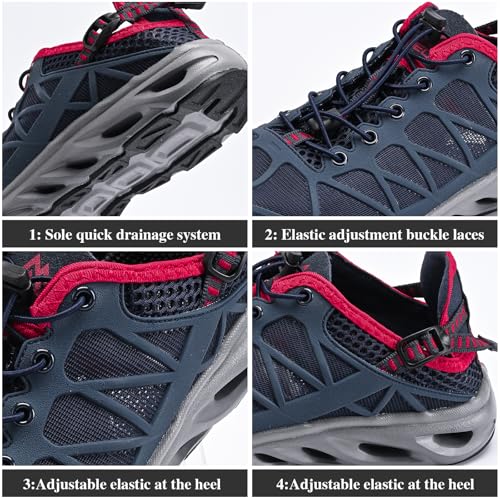 Image of Queday Men's Women's Amphibious Water Shoes Closed Toe Hiking Sandals Summer Outdoor Water Sandal Non-Slip River Shoes Quick Drying