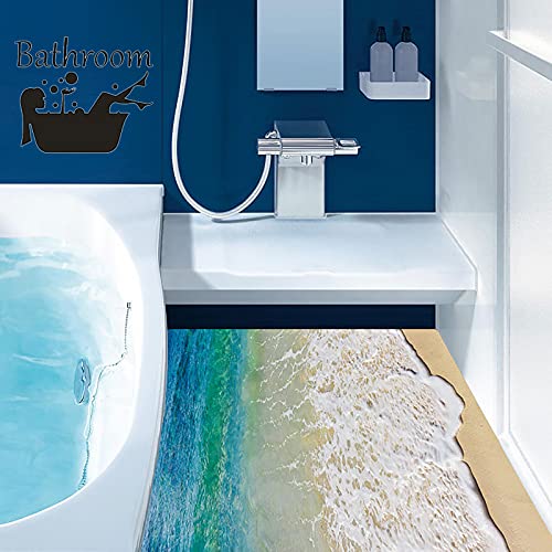 3D Ocean Wall Decal Waves Wall Decor Removable Underwater World Floor Stickers For Bathroom Living Room Bedroom Themed Decor (Beach 1) #TOP3