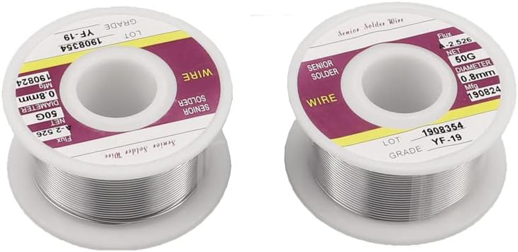 Rosin Core Solder Wire 63/37 for Electrical Soldering,0.8mm Wire w/Flux, Soldering Wire 63/37 for Electronics Solder Iron, 2 x 50g Rolls