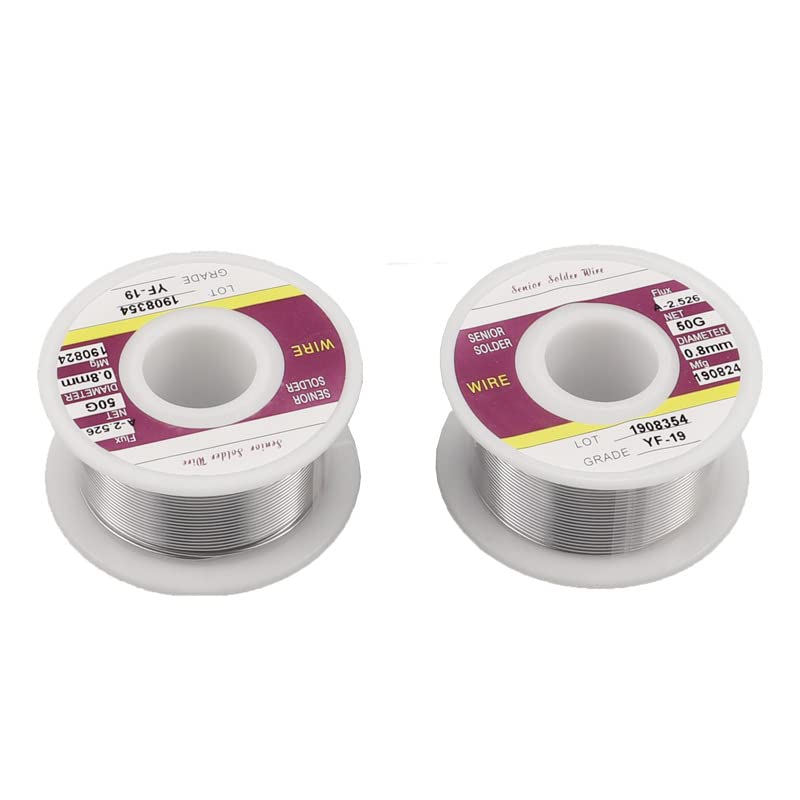 Rosin Core Solder Wire 63/37 for Electrical Soldering,0.8mm Wire w/Flux, Soldering Wire 63/37 for Electronics Solder Iron, 2 x 50g Rolls