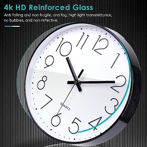 Image of jomparis Small Wall Clock Black Wall Clocks Silent Non-Ticking for Bedroom Bathroom Kitchen(8 Inch)