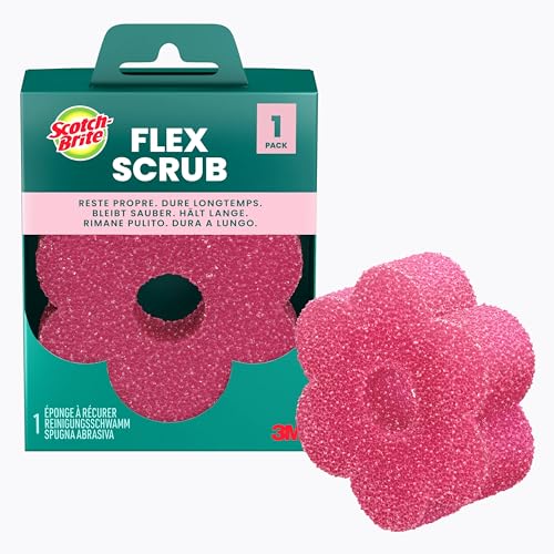 Scotch-Brite Flex Scrub Éponge Vaisselle Non Abrasive (1 Pièce), Éponge Flexible sans Rayures Multi-Usages, Compatible Lave-Vaisselle, Nettoyage Cuisine,...