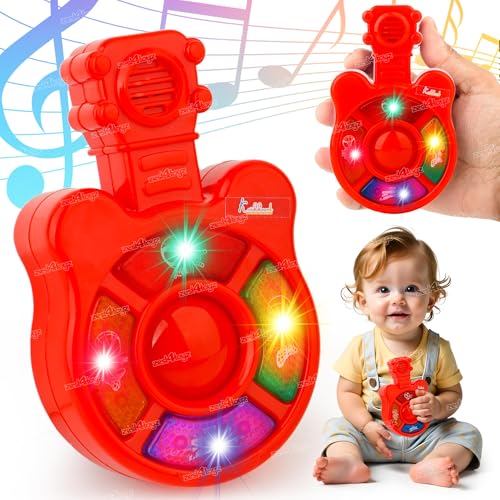 Image of Zest 4 Toyz Musical Guitar Toy for Kids with Colorful LED Lights and Sound Toy Battery Operated Baby Toys Musical Instrument Toys Birthday Gift for Kids Boys & Girls - Red